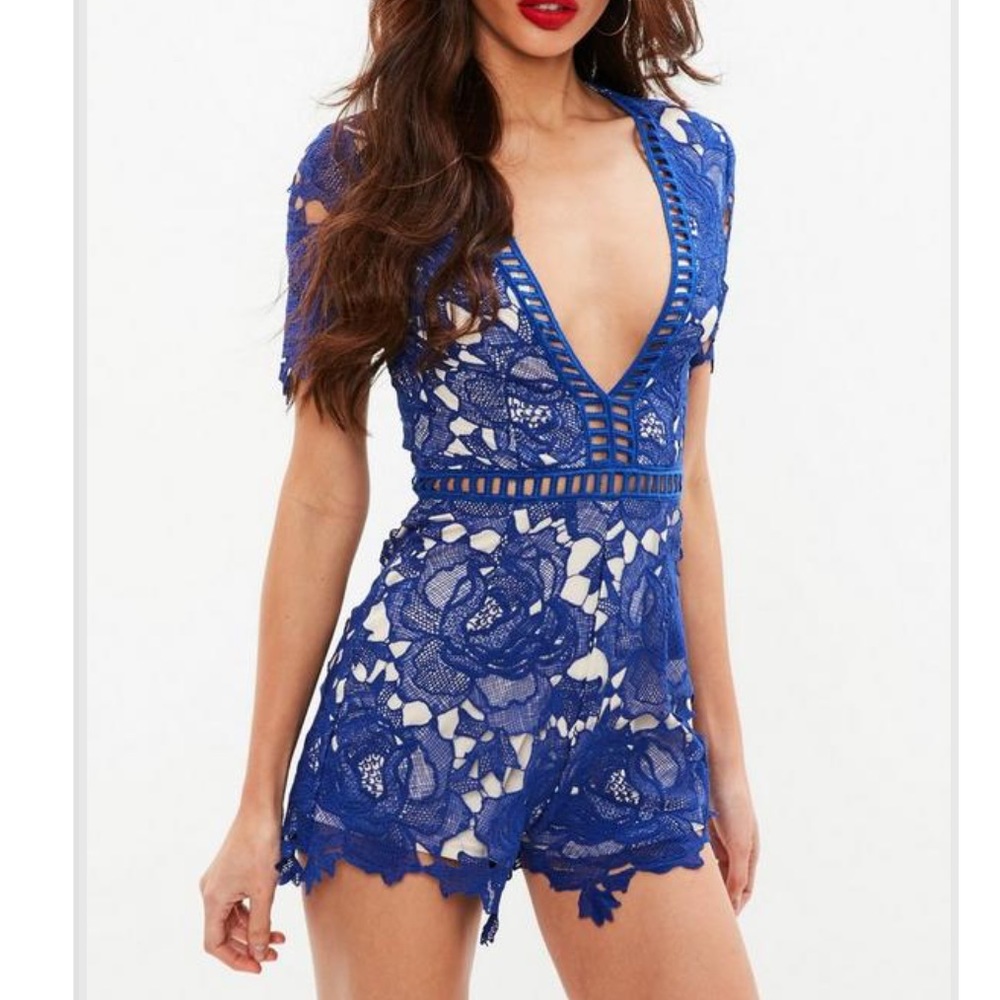 Missguided blue lace romper